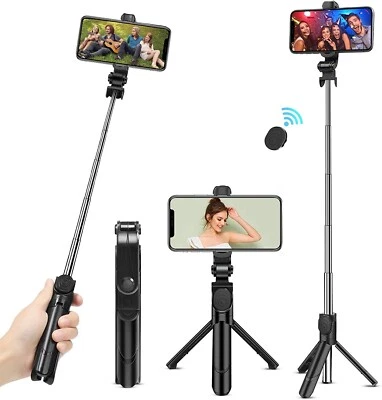 TWINKLE FORCE Selfie Stick Stativ, 360° Drehung mit Fernbedienung, Ausziehbarer, Handyhalter