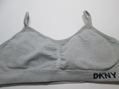 DKNY Bra Size S Gray Wireless Unlined Adjustable Straps Pullover Bralette Logo - Image 1 of 4