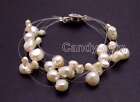 VENTE 4-9 mm blanc BAROQUE perle naturelle 9 brins 7,5 pouces bracelet étoilé-soutien-gorge346