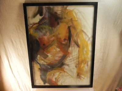 Figura masculina gay Rolando B. Rosler dibujo abstracto carbón/pastel SF Bay 19x25" Foto 1 de 4