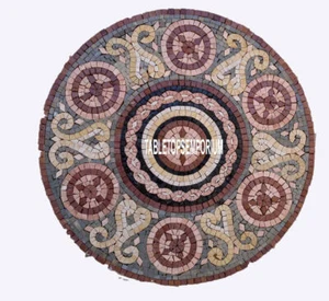 55" Marble Center Table Top Random Multi Inlay Mosaic Hallway Christmas Decor - Foto 1 di 4