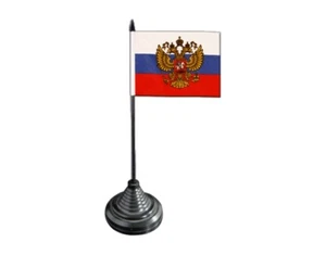 Tischflagge Russland mit Wappen russische Tischfahne 10x15cm - Picture 1 of 1