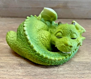 Dragon Baby Green Sleeping Resin Figurine 3" x 3" - Picture 1 of 2