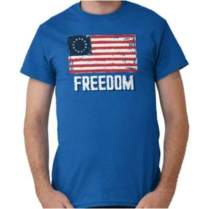 Patriotic Freedom American Betsy Ross Flag Womens or Mens Crewneck T Shirt Tee - Picture 1 of 8