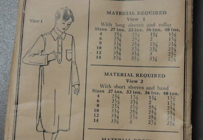 Antique 1920s PICTORIAL REVIEW Sewing Pattern BOYS LONG NIGHTSHIRT 14 yrs UNUSED - Image 1 of 4