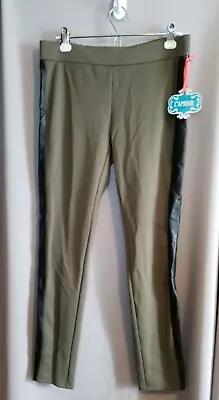 Legging grande L'Amour Nanette Lepore imitación cuero verde oliva NUEVO Foto 1 de 4