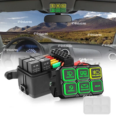 6 Gang Switch Panel LED Light Bar Circuit Control Box For Car RV Boat Marine 12V - Image 1 of 4