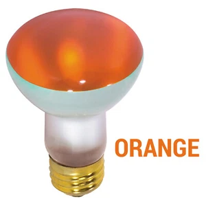 50R20/A AMBER ORANGE 50W 120V R20 Medium E26 Bulb Dimmable Reflector - Picture 1 of 4