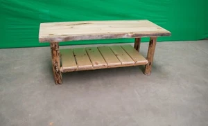 Solid Wood Log Coffee Table ~ Northern Rustic Pine | Amish-Made | Free Shipping - Picture 1 of 3