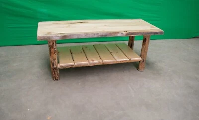 Solid Wood Log Coffee Table ~ Northern Rustic Pine | Amish-Made | Free Shipping - Image 1 of 3