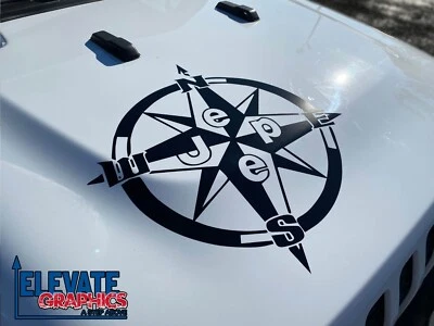 Calcomanías para Jeep Gladiator/Wrangler brújula capó rayas gráficos de vinilo 2019-2026 Foto 1 de 4