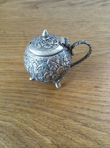 ANTIKER INDISCHER SENFTOPF MASSIV SILBER um 1880 - Bild 1 von 6