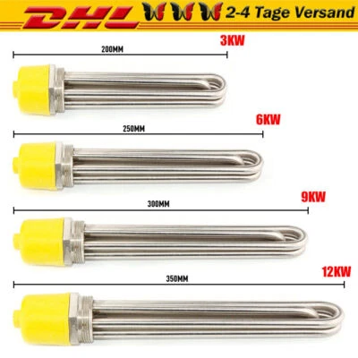 Excellent! Stainless Steel Heater Rod 1 1/2" Cartridge Heater 3kW / 6kW / 9kW / 12kW Heating Element - Image 1 of 4