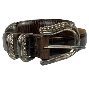 Cinturón de cuero marrón Brighton occidental plata metal para mujer talla M - Imagen 1 de 9