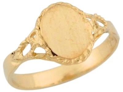 10k or 14k Yellow Gold Delicate Oval Antique Inspired Reflections Baby Ring - Image 1 of 4
