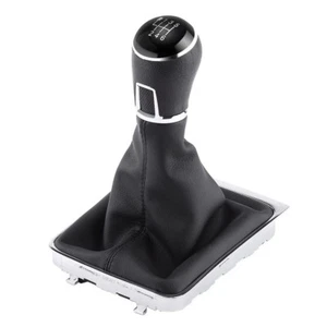 Black 6 Speed Gear Shift Knob + Gaiter Frame for VW PASSAT B7 11-14 Chrome - Afbeelding 1 van 5