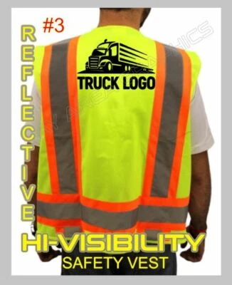 CUSTOM HI-VISIBILITY SAFETY VEST*BLACK DESIGN*YOUR  LOGO COMPANY NEW REFLECTIVE - Image 1 of 4