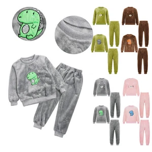Kids Pajamas Set Shirt Homewear Unisex Loungewear Top Tops With Pants Warm Pjs - Picture 1 of 80