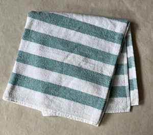 New Fibertone By 1888 Mills Beach Pool Stripe White Turquois Towel 60x30 - Picture 1 of 1
