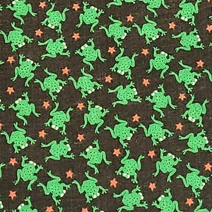Joan Kessler Concord Fabric Tiny Frogs Stars Green Cotton 2 Yard x 45" Vtg - Picture 1 of 6