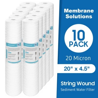 20 Micron 20" x 4.5" String Wound Sediment Water Filter Fit for Big Blue 10-Pack - Image 1 of 4