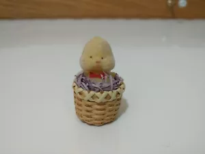 Miniatura Floccata Pulcino Nel Cestino Frigorifero Calamita Fatta a Mano Unica 1,75" Mini - Foto 1 di 6