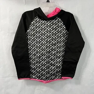 Danskin Girls Hoodie Sweatshirt Size 14 - 16 Black White Pink - Picture 1 of 5