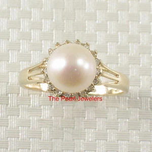 14k Yellow Gold White Pearl & Diamond Cocktail Ring - Picture 1 of 12
