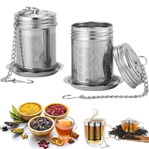 2 Stück Teesieb Edelstahlfilter für Losen Tee mit Deckel Feinmaschiger Filter DE - Bild 1 von 12