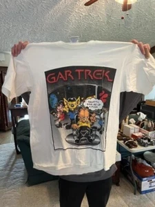 vintage t shirt garfield Gar Trek Made In Usa White Color Brand Gildan - Picture 1 of 4