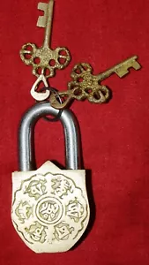 Handmade Brass Piranha Fish Padlock Handbag Suitcase Lock With 02 Keys WG07 - Picture 1 of 6