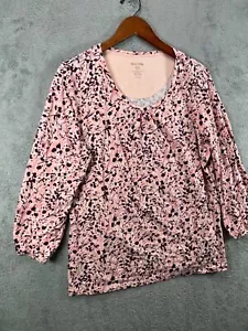 White Stag Womens XL Tops Pink Floral Shirt Balloon Sleeve Ladies Cotton Blend - Picture 1 of 7
