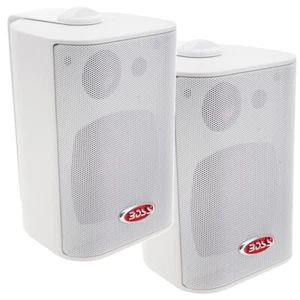 BOSS® AUDIO Indoor/Outdoor Weatherproof Enclosed Box Speakers, White 200 Watt Pr - Picture 1 of 6