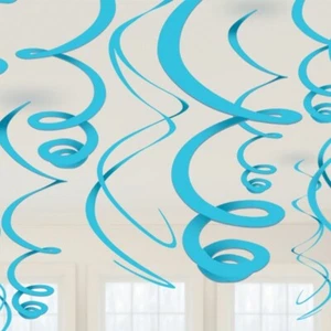 12 x Blue 55.88 cm Birthday Party Hanging Swirls Streamers Decorations - Picture 1 of 1