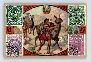 Estampillas postales victorianas de correo de tarjetas comerciales en Bolivia de la década de 1910 parte posterior en blanco - Imagen 1 de 2