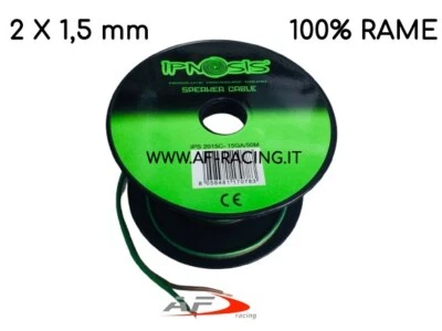 CAVO ALTOPARLANTI 2 X 1,5 RAME PURO OFC POSITIVO NEGATIVO IPNOSIS GUAINA MORBIDA - Immagine 1 di 2