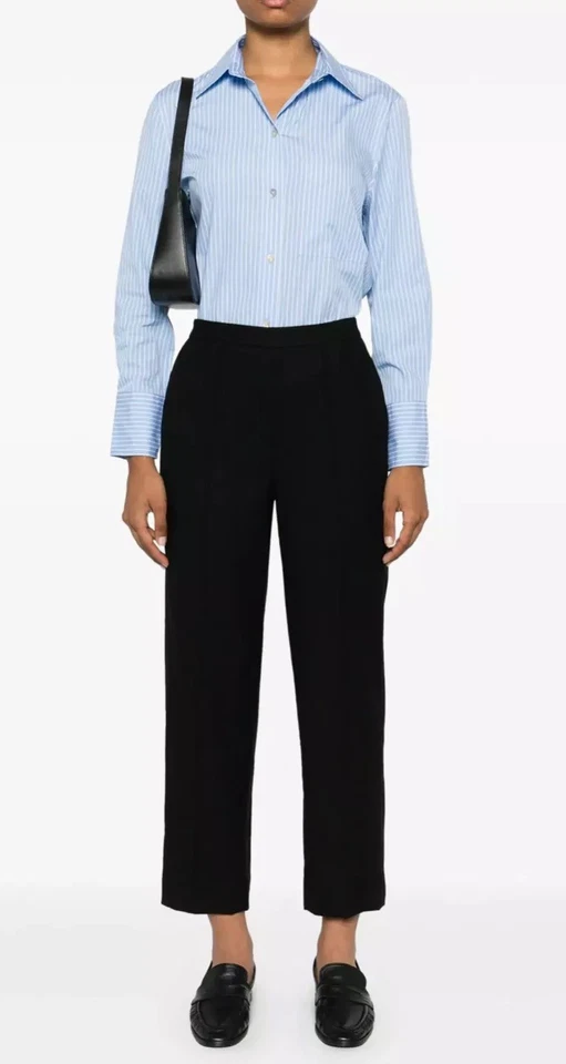 Vince XS Womens Pants Black Brushed Flannel Wool Blend Easy Pull On Trouser