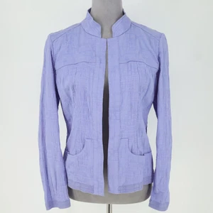Chicos Jacket 0 Womens 4 Small Lavender Open Front Stretch Cotton Pockets Career - Picture 1 of 13