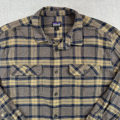 Camisa Patagonia Fjord Franela Algodón Orgánico Hombres XL Gris Azul Marino Cuadros Exterior GORP Foto 1 de 4