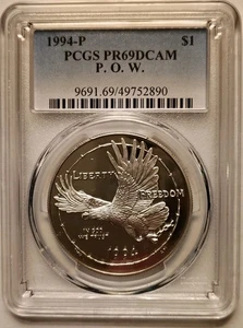 1994 Prisoner of War POW Silver Dollar Proof PCGS PR69 DCAM - Picture 1 of 2