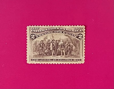 Antique US 1893 Sc#231 Landing Of Columbus 2c MH Stamp - Image 1 of 2