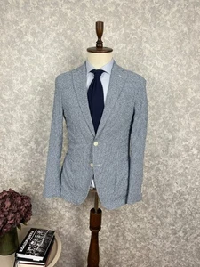 Boggi Milano Cotton Linen Blue White Unstructured Easy Formal Italian Blazer 38 - Picture 1 of 10