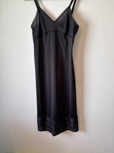 Vestido Lencería Vintage Lorena Negro Sin Mangas Completo Encaje Hada Oscuro Talla 34 Alto - Imagen 1 de 7
