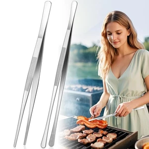 2 Stück 12 Zoll Edelstahl Pinzette Zange für Küche Kochen Meeresfrüchte BBQ - Bild 1 von 8