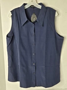 Camisa ligera cómoda sin mangas con cuello azul para mujer talla XXL - Imagen 1 de 5