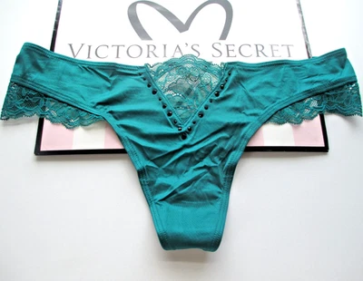 VICTORIA'S SECRET VERY SEXY Thong Panty VS Green S M L Lace Trim NWT - Image 1 of 4