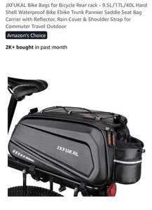 JXFUKAL Bike Bags for Bicycle Rear rack - 9.5L/17L/40L Hard Shell Waterproof ... - Picture 1 of 8