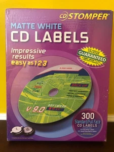 Nuevo CD Stomper 2005 blanco mate etiquetas CD paquete de 300 estándar cara completa - Imagen 1 de 6