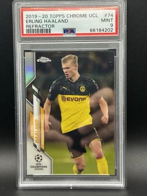 2019-20 ERLING HAALAND Topps Chrome UCL REFRACTOR ROOKIE #74 PSA 9 MINT - Image 1 of 2