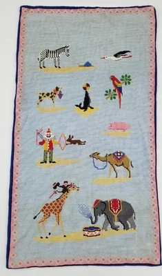 Tapiz vintage francés tejido a mano bordado escena circo 90x50 cm  Foto 1 de 4